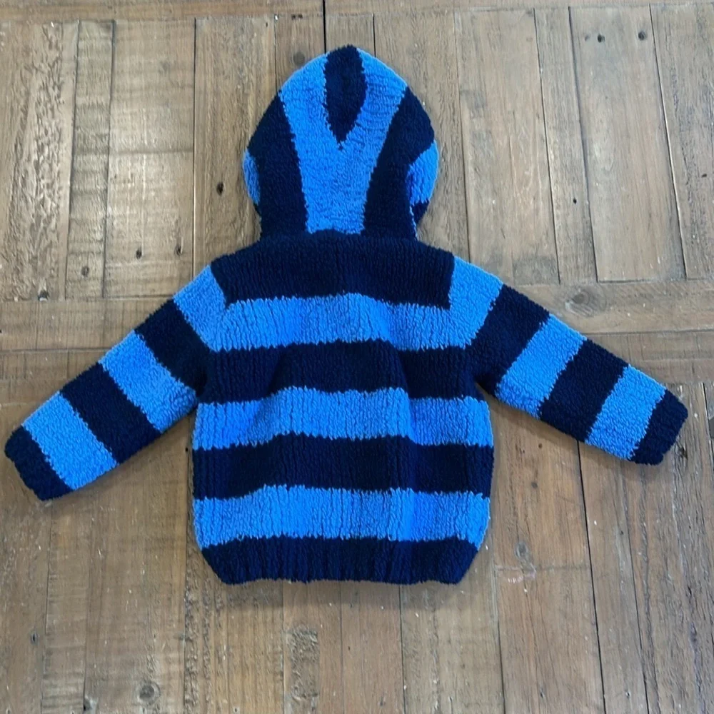 Angel dear blue striped chenille jacket